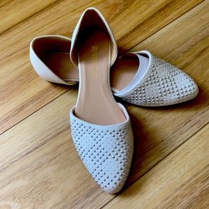 Restricted White Studded Flats